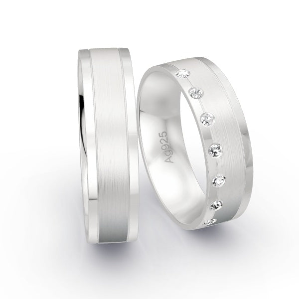 Trauringe Silber 925 mit 0.105 ct. Brillanten GR25632