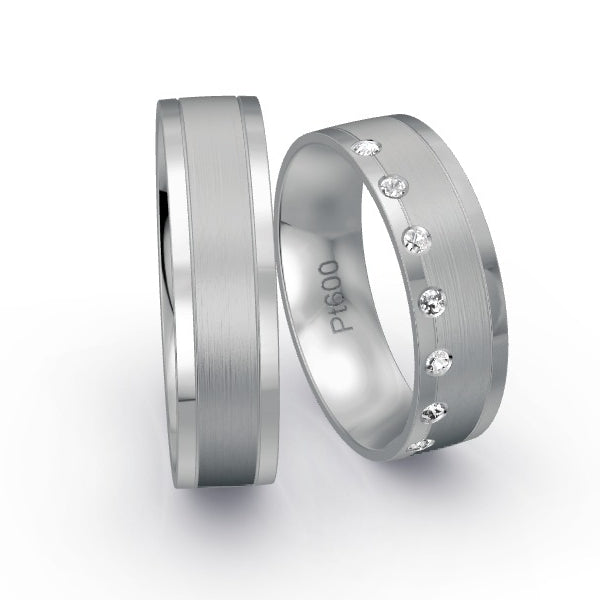 Trauringe Platin 600 mit 0.105 ct. Brillanten GR25633