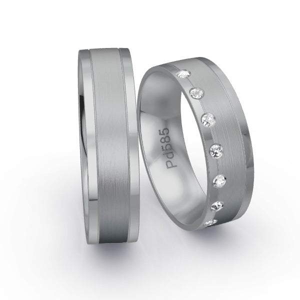 Trauringe Palladium 585 mit 0.105 ct. Brillanten GR25634