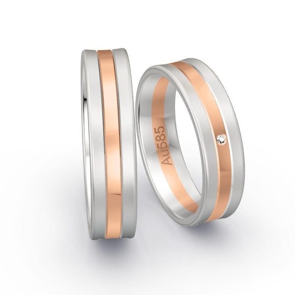 Trauringe Weissgold 585 / Rotgold 585 mit 0.005 ct. Brillanten GR25641