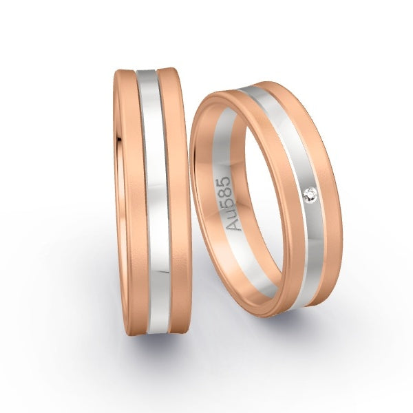 Trauringe Rotgold 585 / Weissgold 585 mit 0.005 ct. Brillanten GR25642