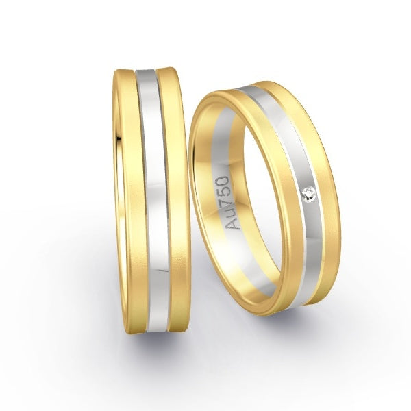 Trauringe Gelbgold 750 / Weissgold 750 mit 0.005 ct. Brillanten GR25644