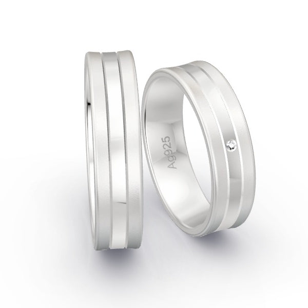 Trauringe Silber 925 mit 0.005 ct. Brillanten GR25647