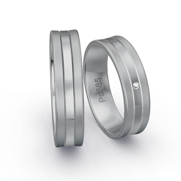 Trauringe Palladium 585 mit 0.005 ct. Brillanten GR25649