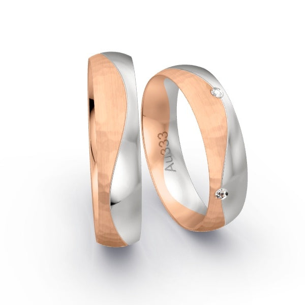 Trauringe Rotgold 333 / Weissgold 333 mit 0.05 ct. Brillanten GR25665