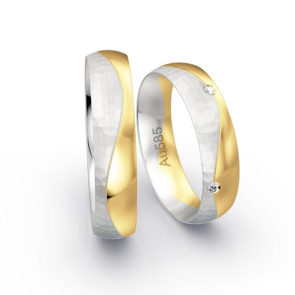 Trauringe Weissgold 585 / Gelbgold 585 mit 0.05 ct. Brillanten GR25666