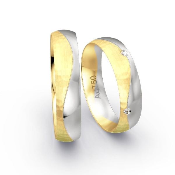 Trauringe Gelbgold 750 / Weissgold 750 mit 0.05 ct. Brillanten GR25671