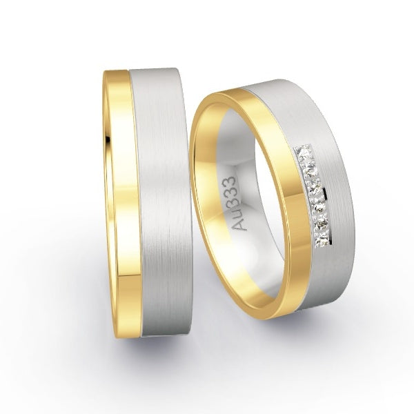 Trauringe Gelbgold 333 / Weissgold 333 mit 0.06 ct. Brillanten GR25678