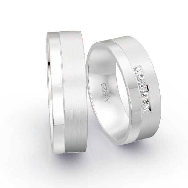 Trauringe Silber 925 mit 0.06 ct. Brillanten GR25689