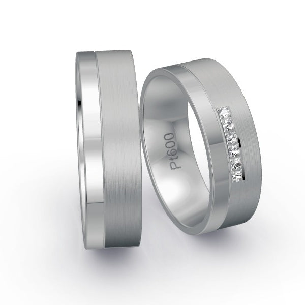 Trauringe Platin 600 mit 0.06 ct. Brillanten GR25690