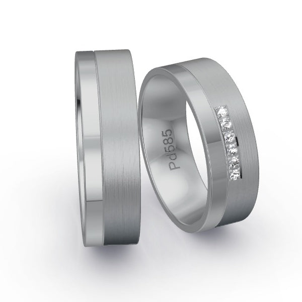 Trauringe Palladium 585 mit 0.06 ct. Brillanten GR25691