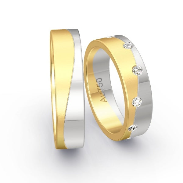 Trauringe Gelbgold 750 / Weissgold 750 mit 0.18 ct. Brillanten GR25701