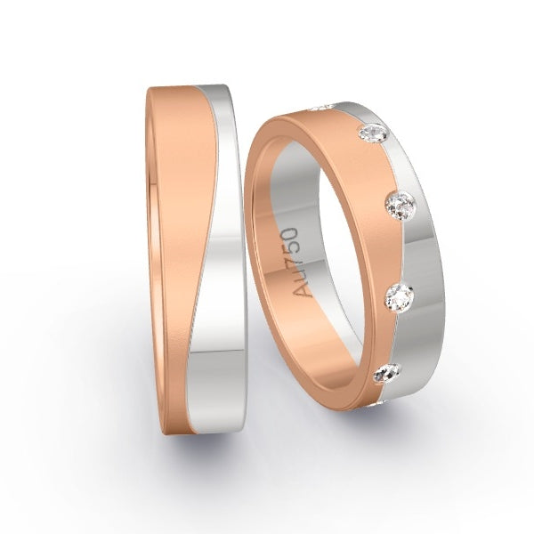 Trauringe Rotgold 750 / Weissgold 750 mit 0.18 ct. Brillanten GR25703