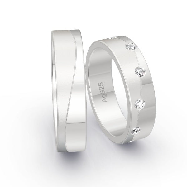 Trauringe Silber 925 mit 0.18 ct. Brillanten GR25704