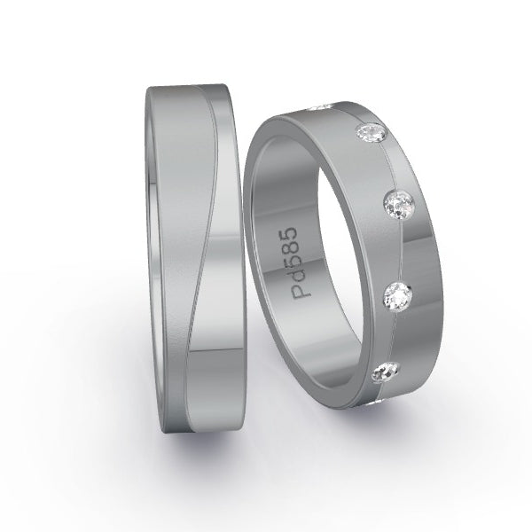 Trauringe Palladium 585 mit 0.18 ct. Brillanten GR25706