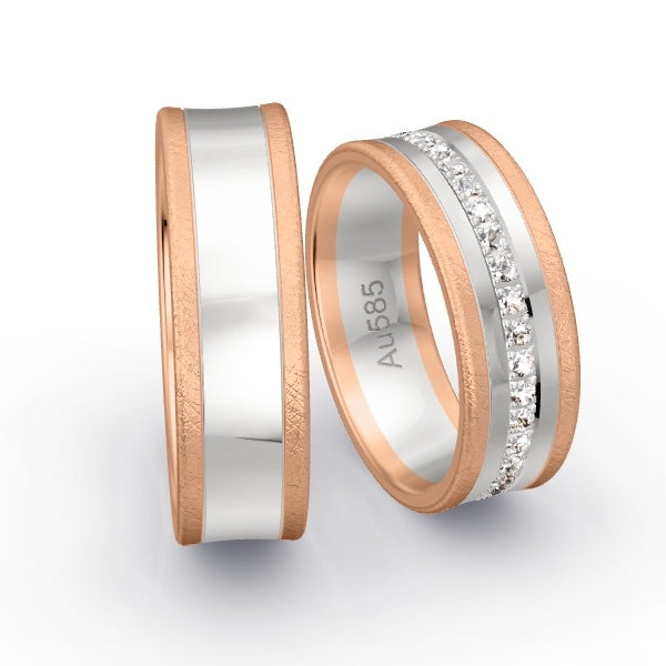 Trauringe Rotgold 585 / Weissgold 585 mit 0.555 ct. Brillanten GR25715