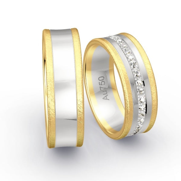 Trauringe Gelbgold 750 / Weissgold 750 mit 0.555 ct. Brillanten GR25717