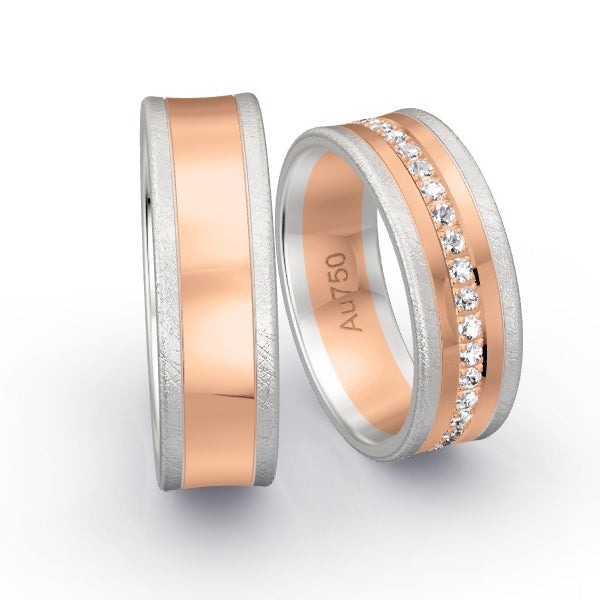 Trauringe Weissgold 750 / Rotgold 750 mit 0.555 ct. Brillanten GR25718