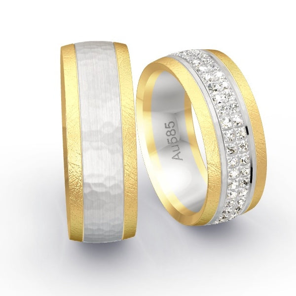 Trauringe Gelbgold 585 / Weissgold 585 mit 0.86 ct. Brillanten GR25728