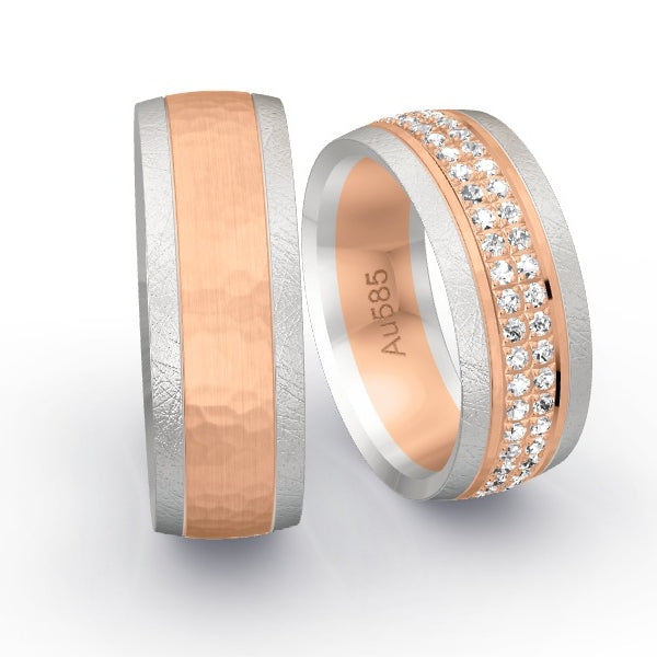 Trauringe Weissgold 585 / Rotgold 585 mit 0.86 ct. Brillanten GR25729