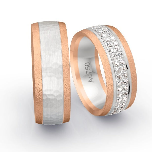 Trauringe Rotgold 750 / Weissgold 750 mit 0.86 ct. Brillanten GR25734