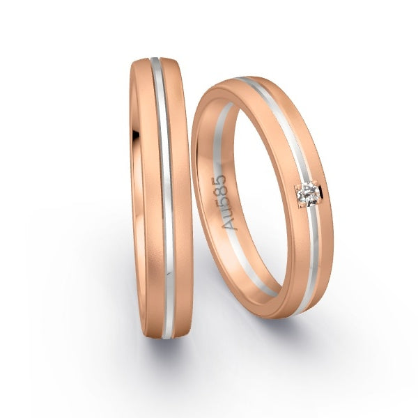 Trauringe Rotgold 585 / Weissgold 585 mit 0.04 ct. Brillanten GR25745