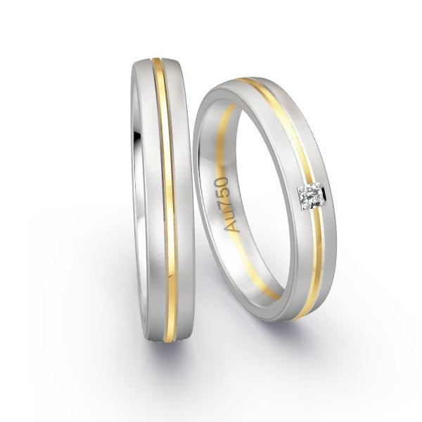 Trauringe Weissgold 750 / Gelbgold 750 mit 0.04 ct. Brillanten GR25746