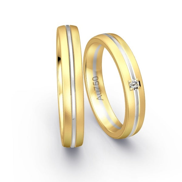 Trauringe Gelbgold 750 / Weissgold 750 mit 0.04 ct. Brillanten GR25747