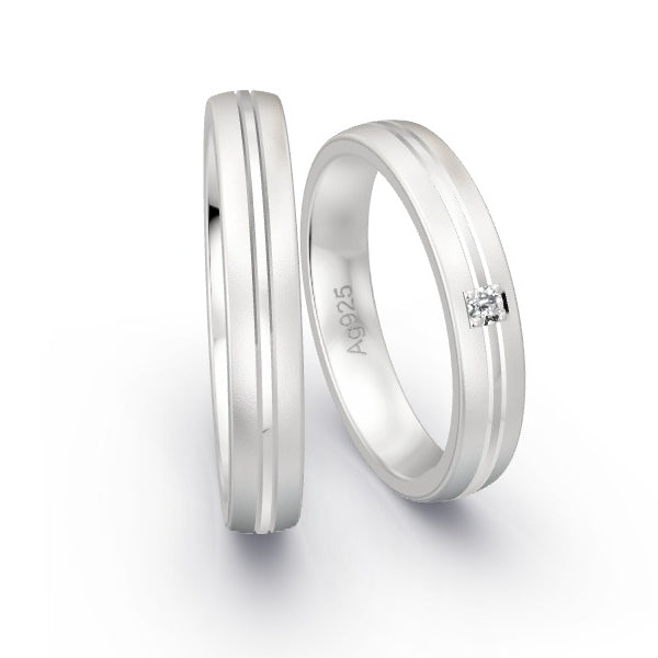 Trauringe Silber 925 mit 0.04 ct. Brillanten GR25750