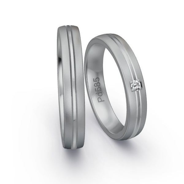 Trauringe Palladium 585 mit 0.04 ct. Brillanten GR25752