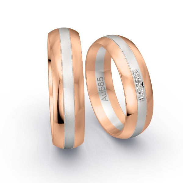 Trauringe Rotgold 585 / Weissgold 585 mit 0.025 ct. Brillanten GR25760