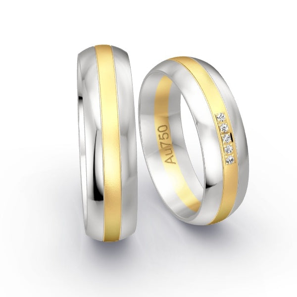 Trauringe Weissgold 750 / Gelbgold 750 mit 0.025 ct. Brillanten GR25761