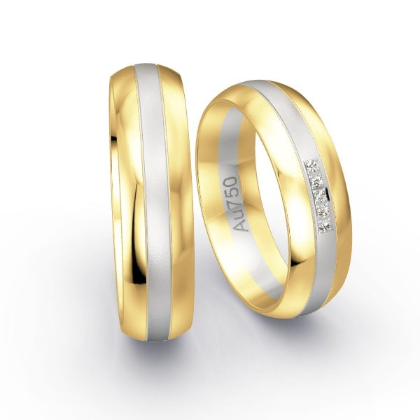 Trauringe Gelbgold 750 / Weissgold 750 mit 0.025 ct. Brillanten GR25762