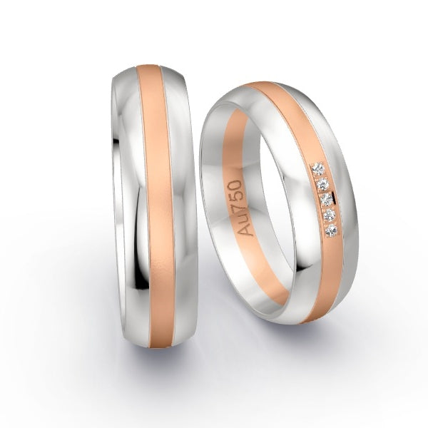 Trauringe Weissgold 750 / Rotgold 750 mit 0.025 ct. Brillanten GR25763