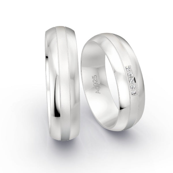 Trauringe Silber 925 mit 0.025 ct. Brillanten GR25767