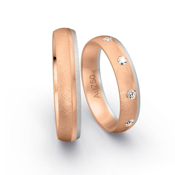 Trauringe Rotgold 750 / Weissgold 750 mit 0.27 ct. Brillanten GR25780
