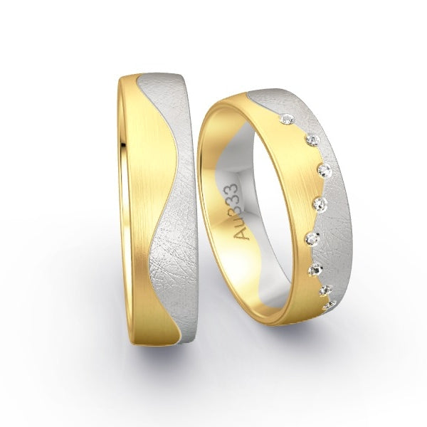 Trauringe Gelbgold 333 / Weissgold 333 mit 0.04 ct. Brillanten GR25789