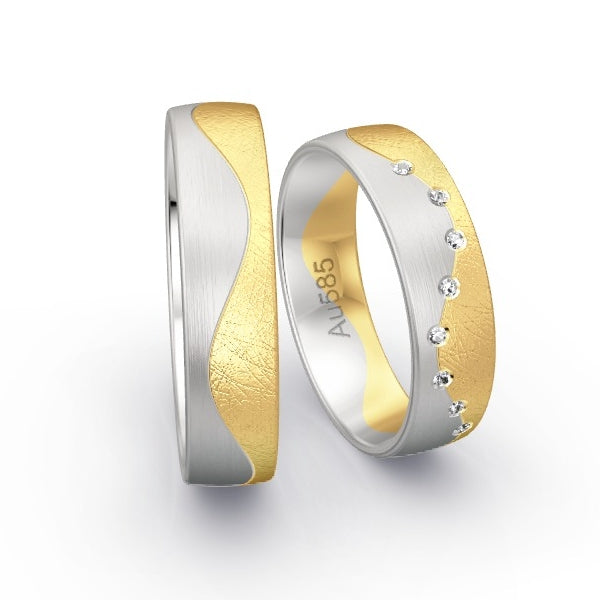 Trauringe Weissgold 585 / Gelbgold 585 mit 0.04 ct. Brillanten GR25792