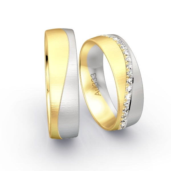 Trauringe Gelbgold 333 / Weissgold 333 mit 0.41 ct. Brillanten GR25804