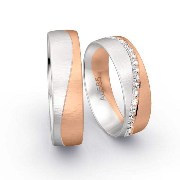 Trauringe Weissgold 585 / Rotgold 585 mit 0.41 ct. Brillanten GR25809