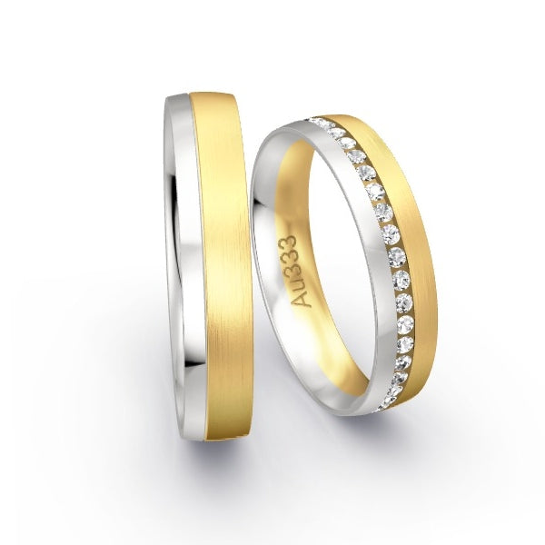 Trauringe Weissgold 333 / Gelbgold 333 mit 0.41 ct. Brillanten GR25818