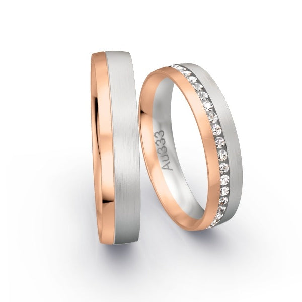 Trauringe Rotgold 333 / Weissgold 333 mit 0.41 ct. Brillanten GR25821