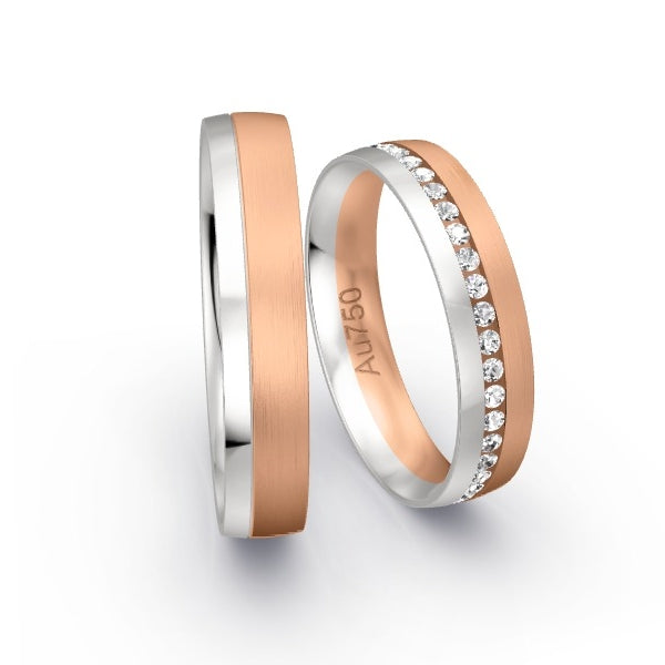 Trauringe Weissgold 750 / Rotgold 750 mit 0.41 ct. Brillanten GR25828