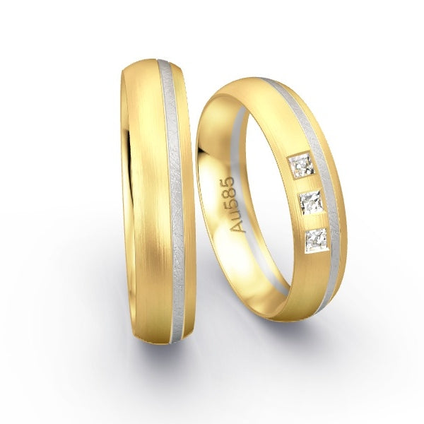 Trauringe Gelbgold 585 / Weissgold 585 mit Prinzessen GR25838
