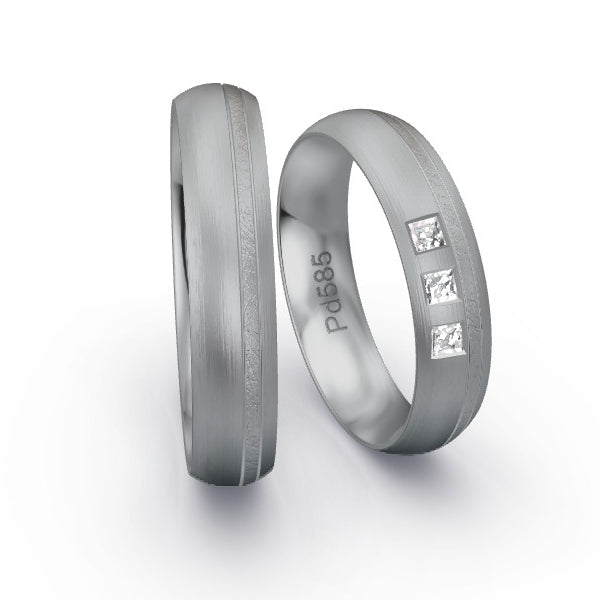 Trauringe Palladium 585 mit Prinzessen GR25847