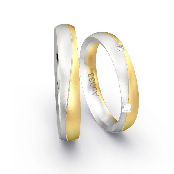 Trauringe Weissgold 333 / Gelbgold 333 mit Prinzessen GR25848