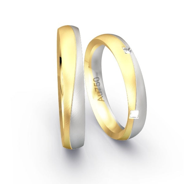 Trauringe Gelbgold 750 / Weissgold 750 mit Prinzessen GR25857