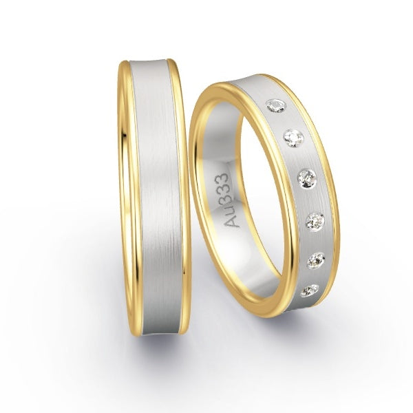 Trauringe Gelbgold 333 / Weissgold 333 mit 0.09 ct. Brillanten GR25864