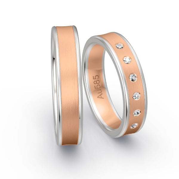 Trauringe Weissgold 585 / Rotgold 585 mit 0.09 ct. Brillanten GR25869