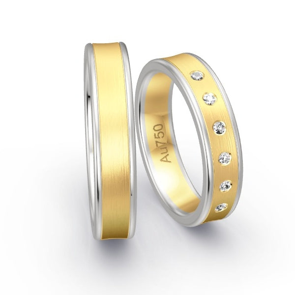 Trauringe Weissgold 750 / Gelbgold 750 mit 0.09 ct. Brillanten GR25871